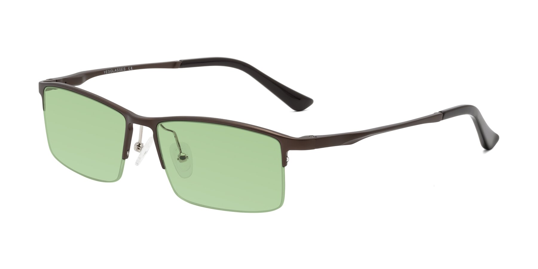 Angle of CX6263 in Coffee with Medium Green Tinted Lenses