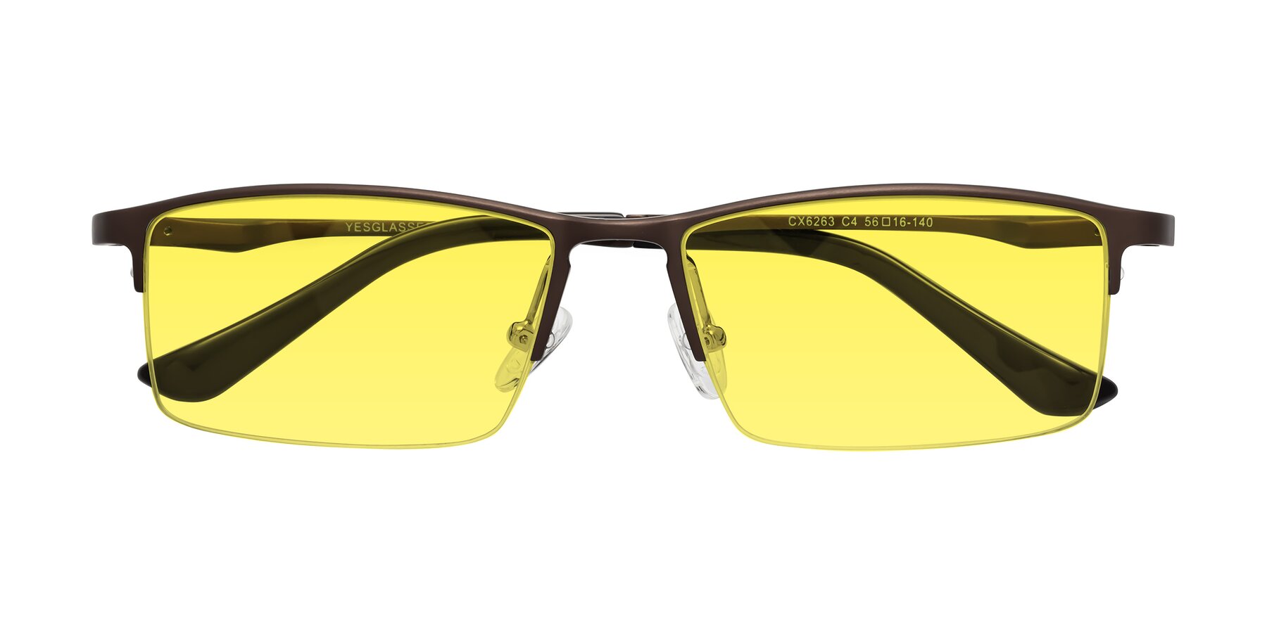 Folded Front of CX6263 in Coffee with Medium Yellow Tinted Lenses