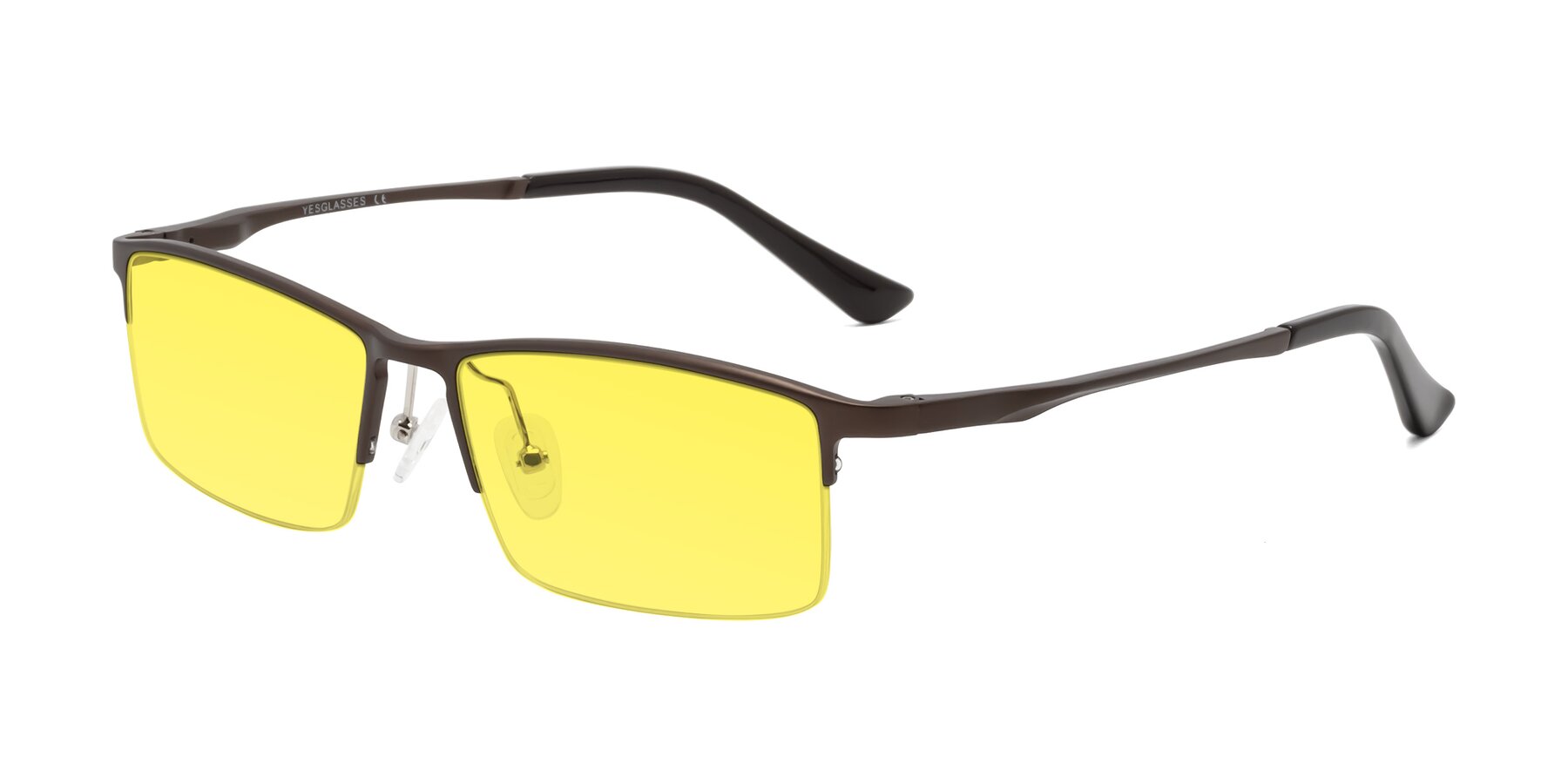 Angle of CX6263 in Coffee with Medium Yellow Tinted Lenses