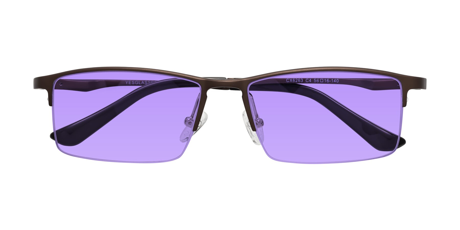 Folded Front of CX6263 in Coffee with Medium Purple Tinted Lenses
