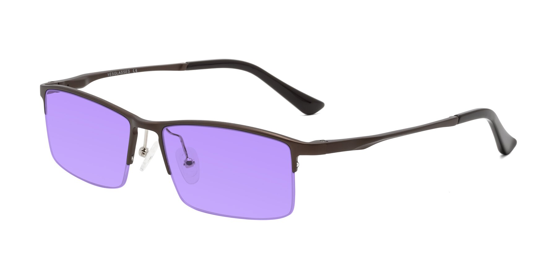 Angle of CX6263 in Coffee with Medium Purple Tinted Lenses