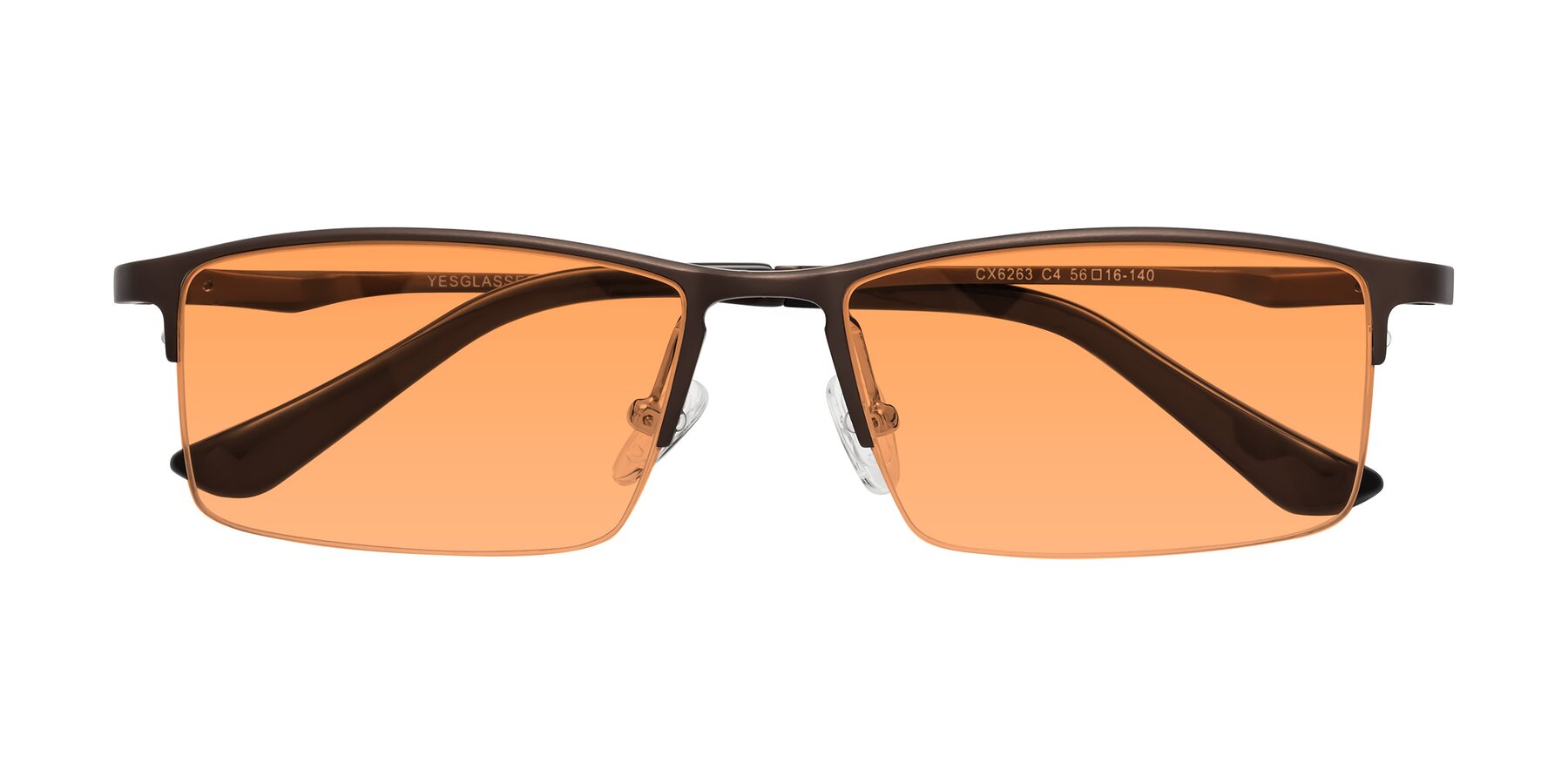 Folded Front of CX6263 in Coffee with Medium Orange Tinted Lenses
