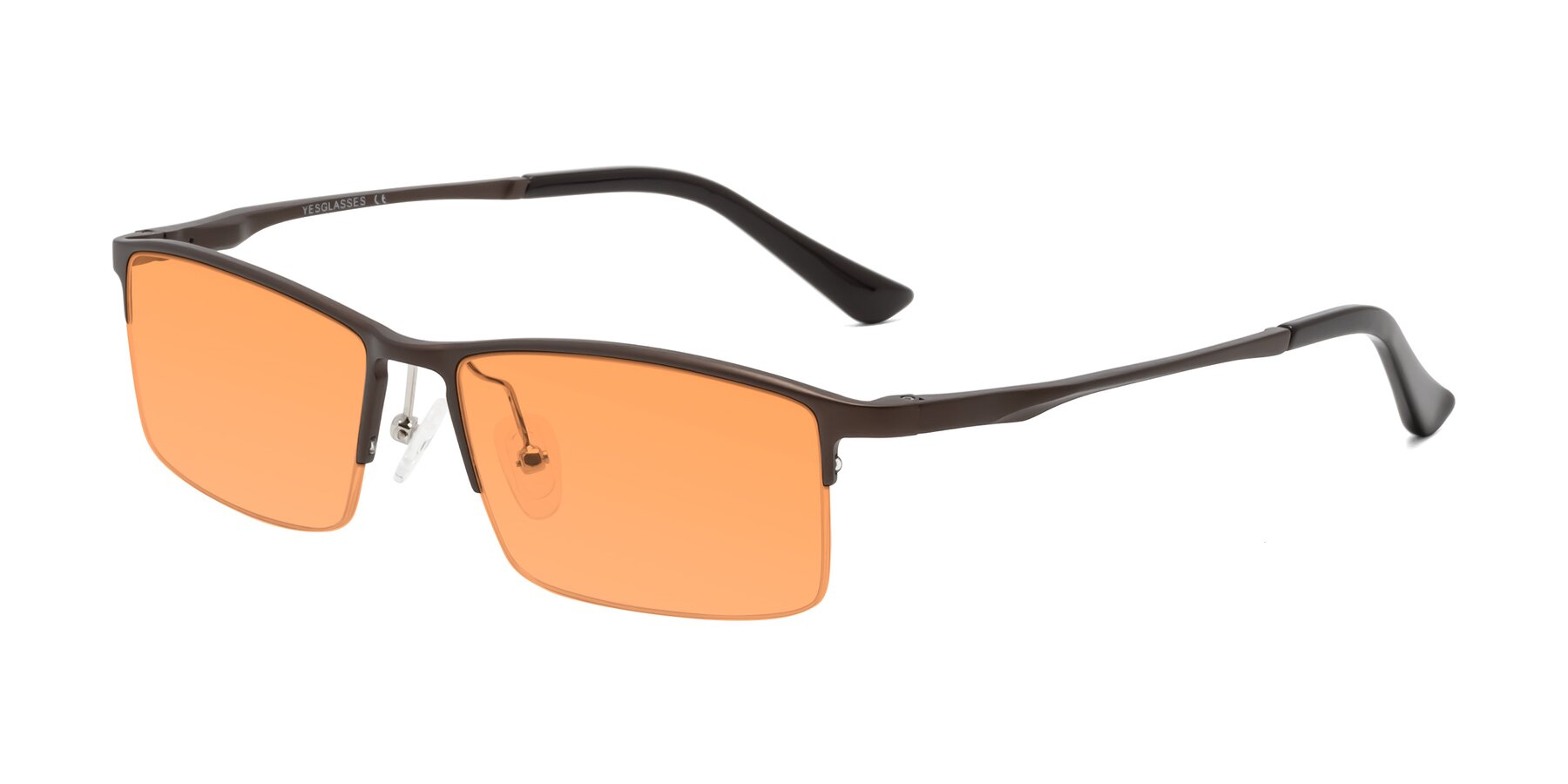 Angle of CX6263 in Coffee with Medium Orange Tinted Lenses