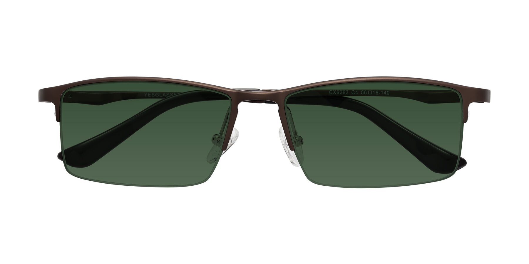 Folded Front of CX6263 in Coffee with Green Tinted Lenses