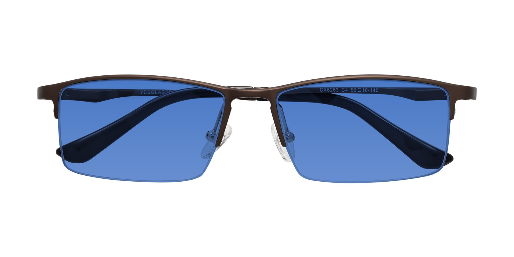 Folded Front of CX6263 in Coffee with Blue Tinted Lenses