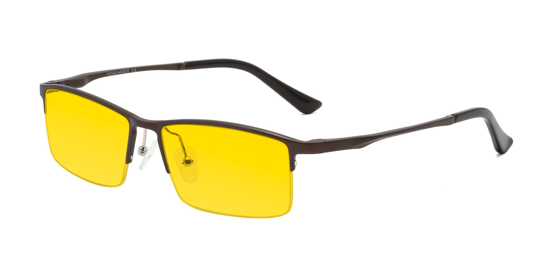 Angle of CX6263 in Coffee with Yellow Tinted Lenses