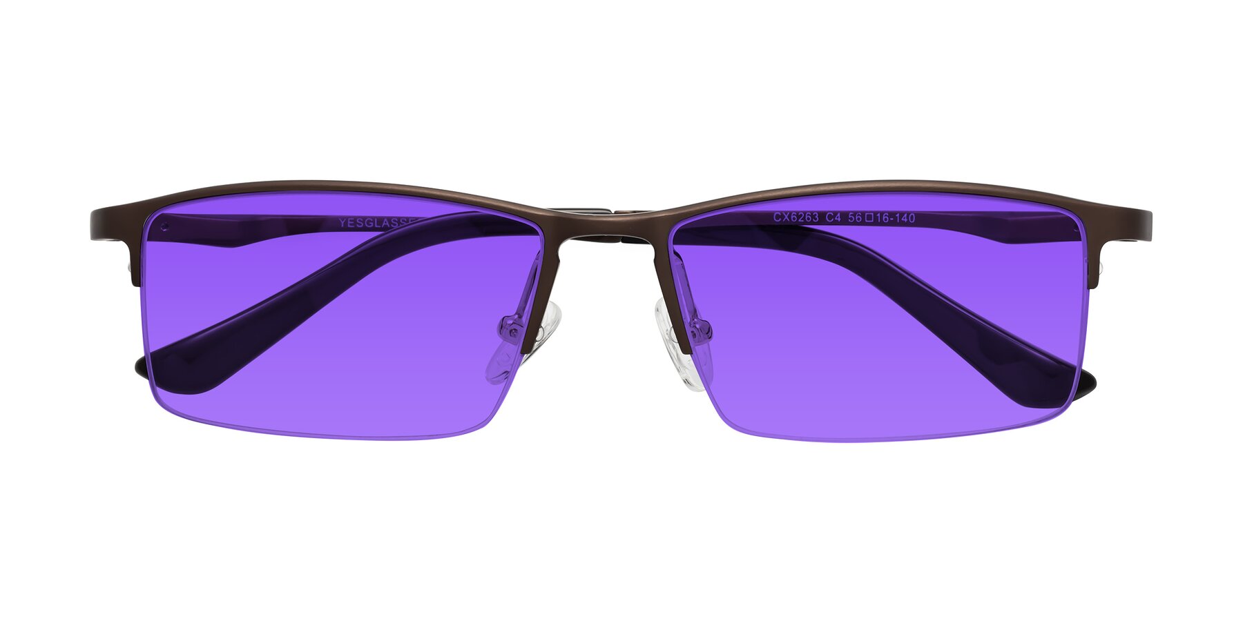 Folded Front of CX6263 in Coffee with Purple Tinted Lenses