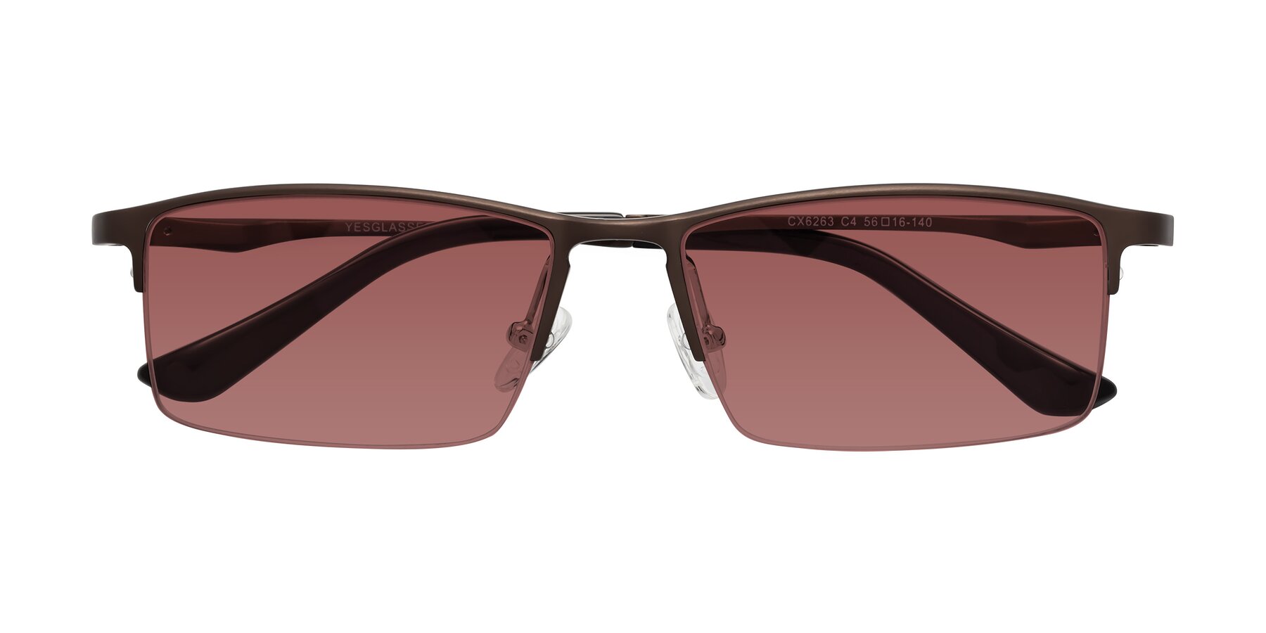 Folded Front of CX6263 in Coffee with Garnet Tinted Lenses