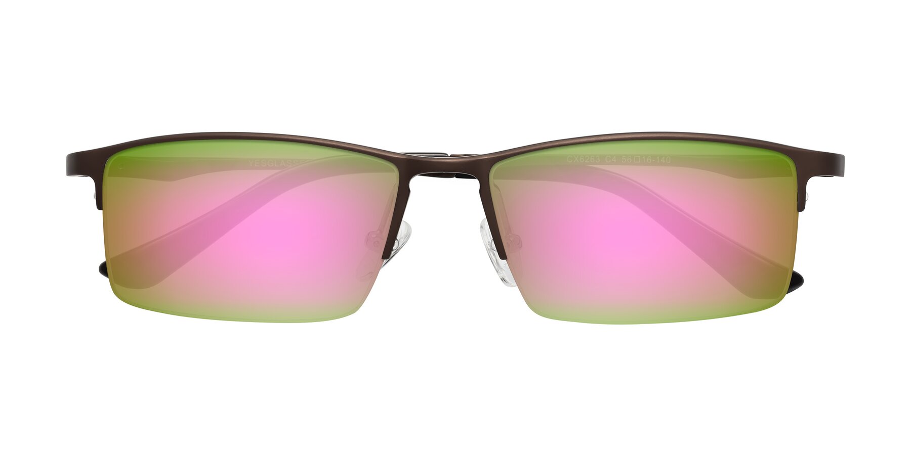 Folded Front of CX6263 in Coffee with Pink Mirrored Lenses