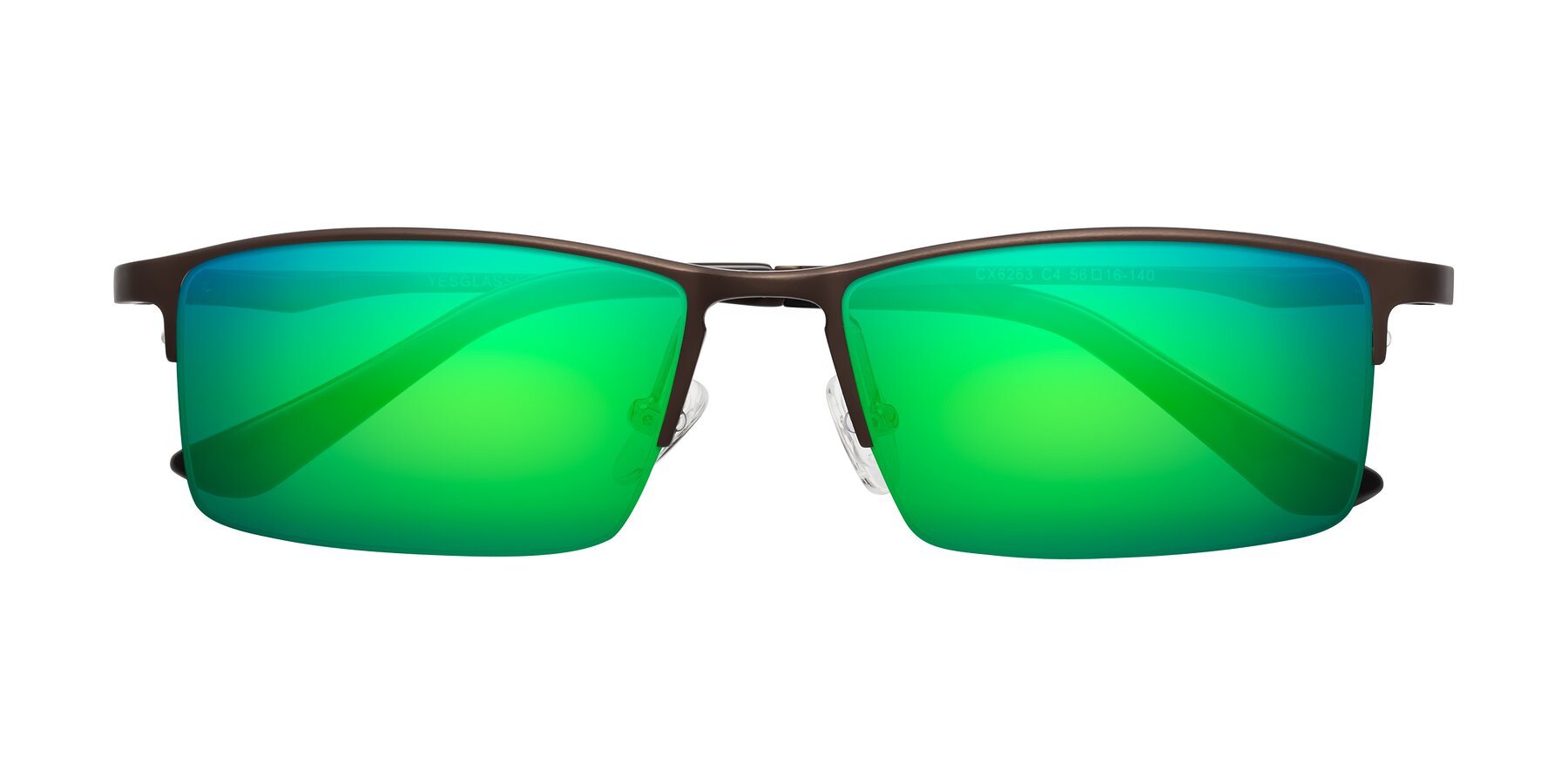 Folded Front of CX6263 in Coffee with Green Mirrored Lenses