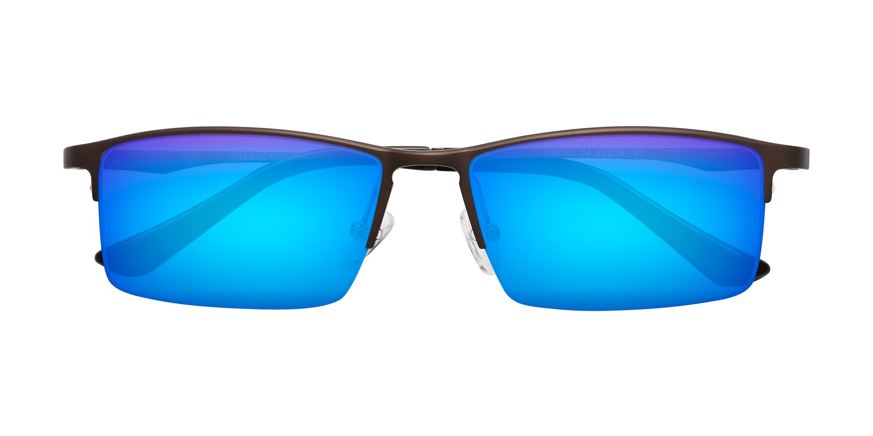 Folded Front of CX6263 in Coffee with Blue Mirrored Lenses