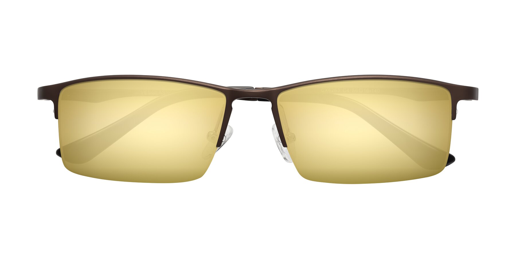 Folded Front of CX6263 in Coffee with Gold Mirrored Lenses