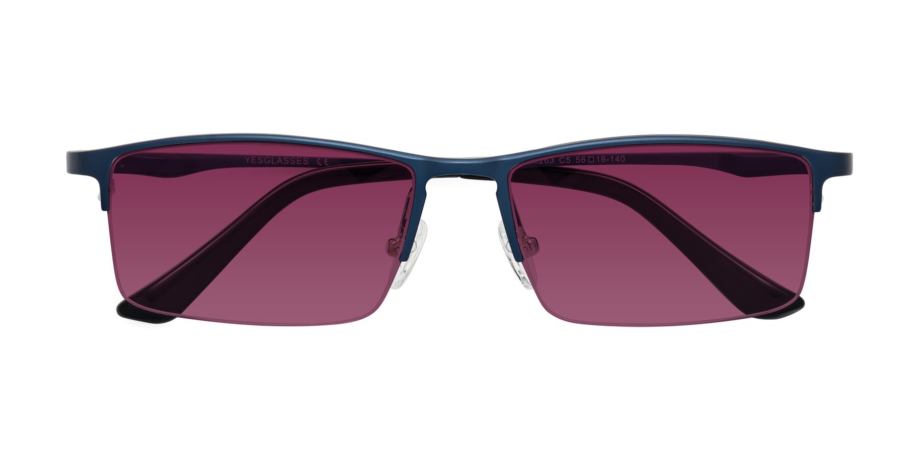 Folded Front of CX6263 in Blue with Wine Tinted Lenses