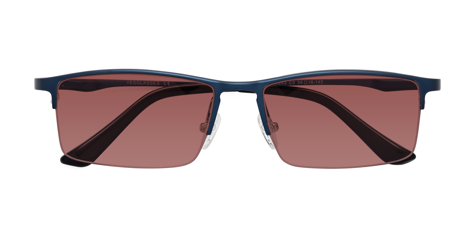 Folded Front of CX6263 in Blue with Garnet Tinted Lenses
