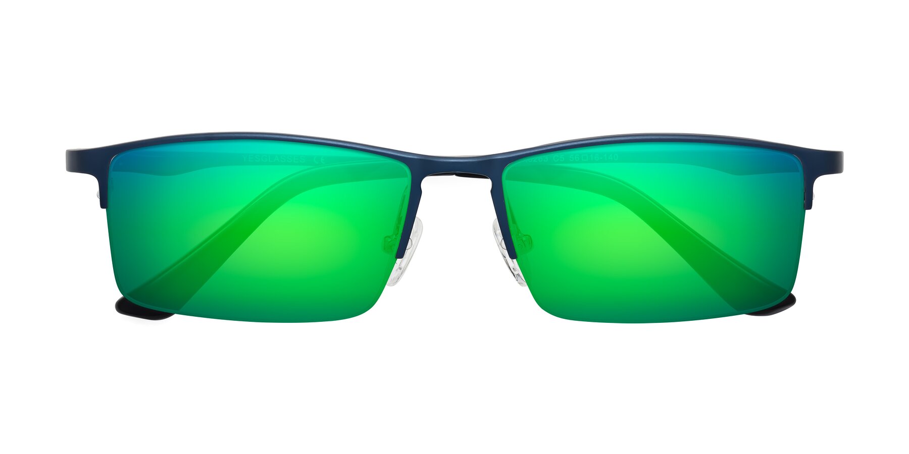 Folded Front of CX6263 in Blue with Green Mirrored Lenses