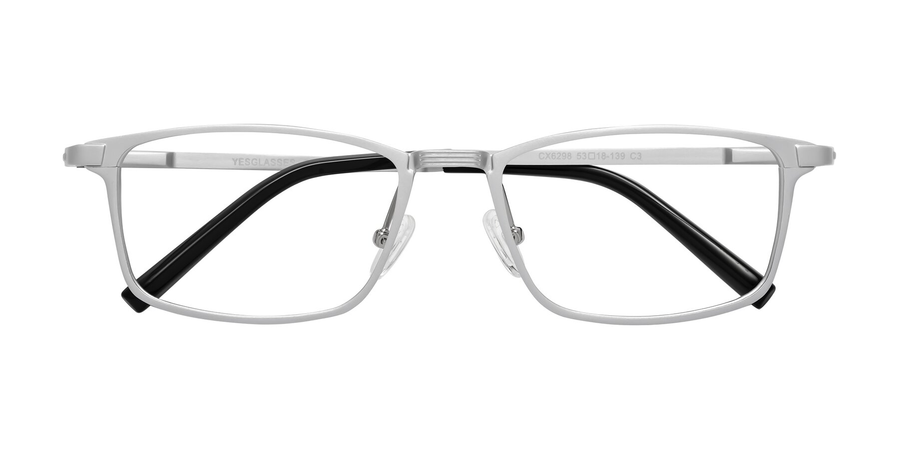 Folded Front of CX6298 in Silver with Clear Eyeglass Lenses