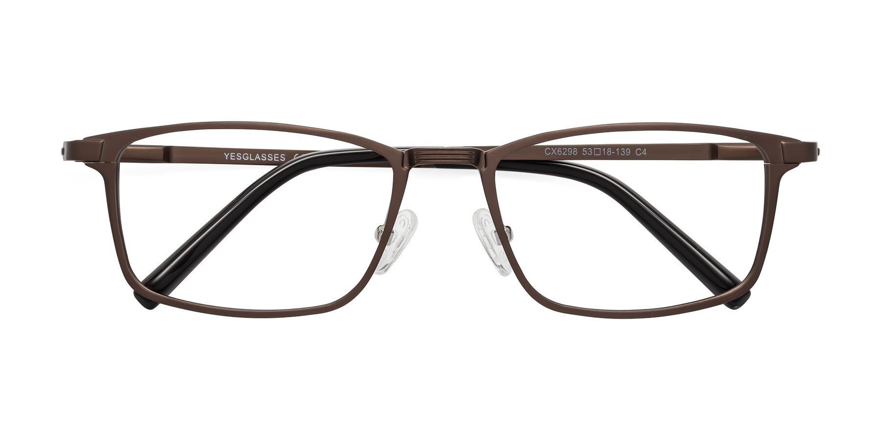 Folded Front of CX6298 in Coffee with Clear Eyeglass Lenses