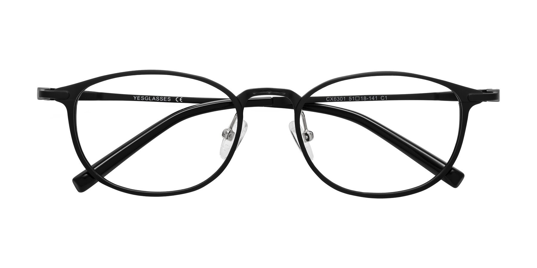 Folded Front of CX6301 in Black with Clear Blue Light Blocking Lenses