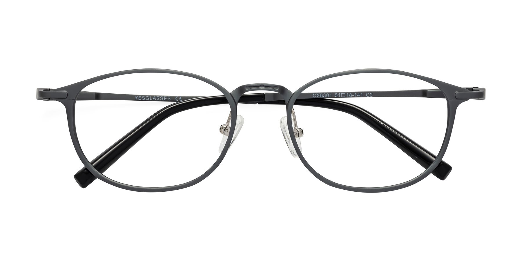 Folded Front of CX6301 in Gunmetal with Clear Reading Eyeglass Lenses