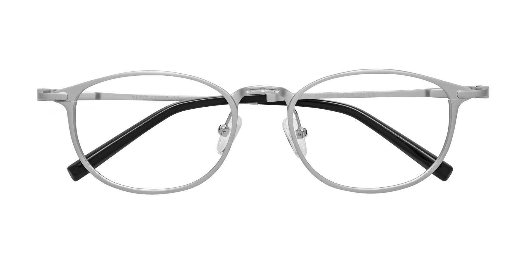 Folded Front of CX6301 in Silver with Clear Blue Light Blocking Lenses