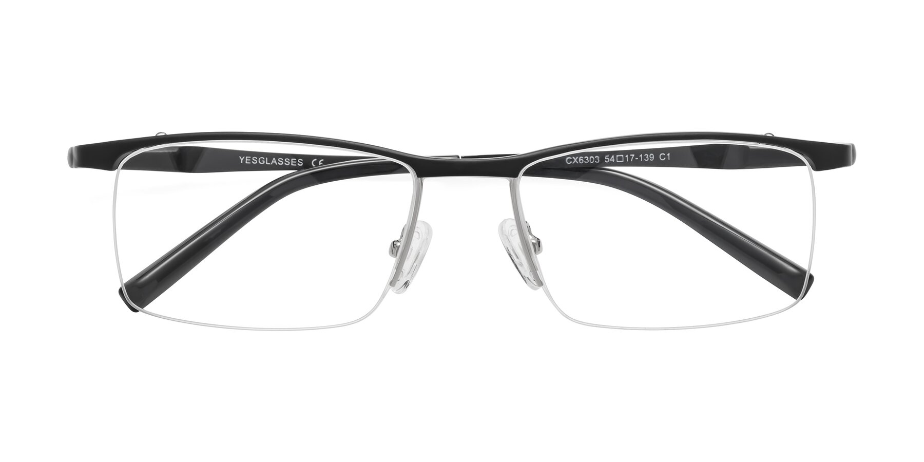 Folded Front of CX6303 in Black with Clear Reading Eyeglass Lenses