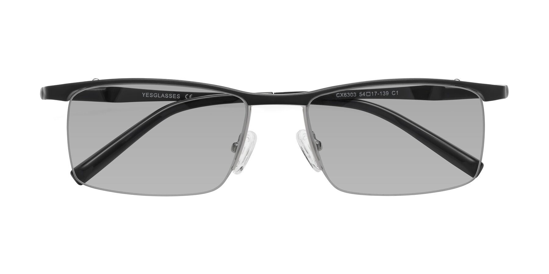 Folded Front of CX6303 in Black with Light Gray Tinted Lenses