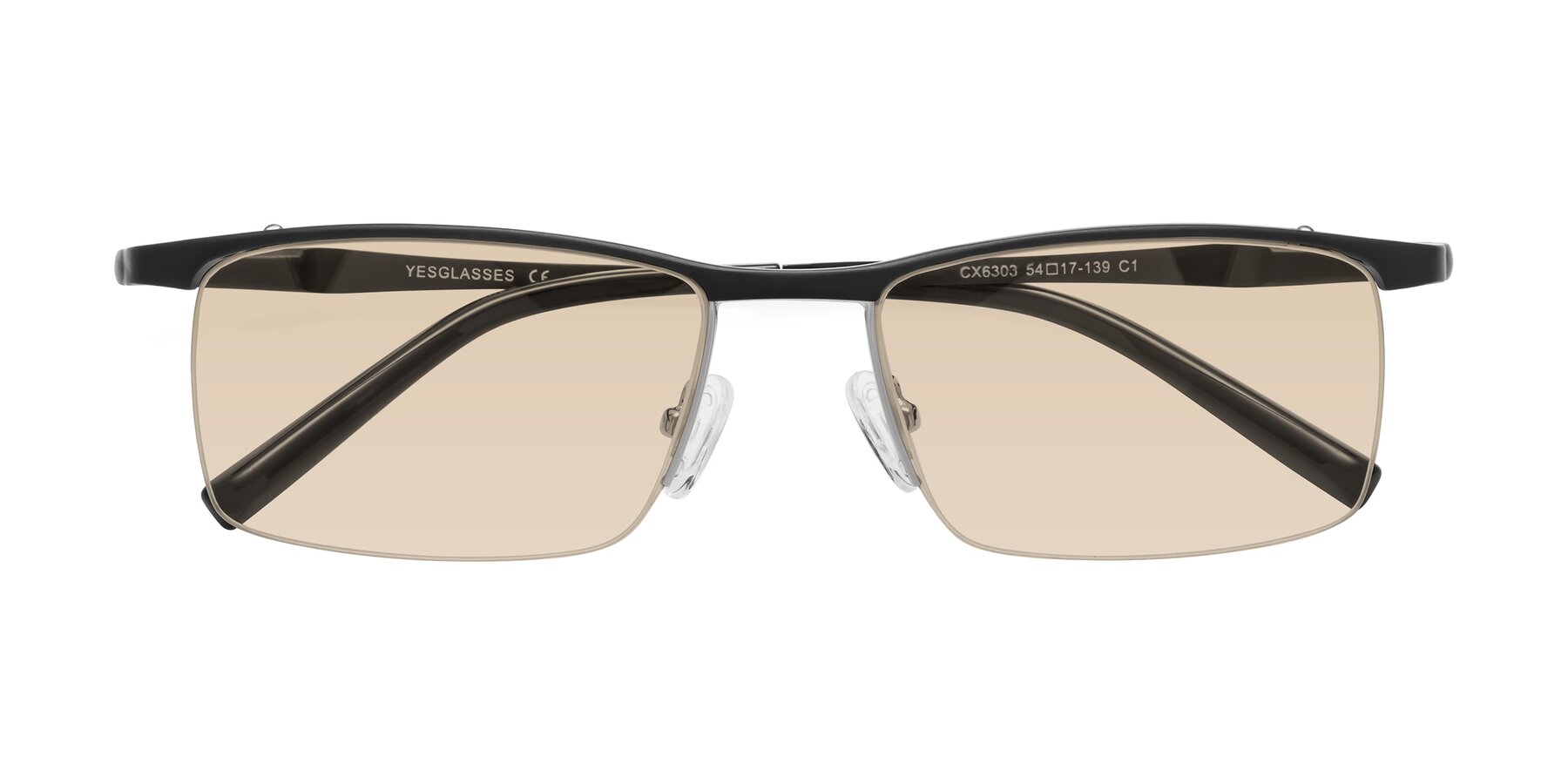 Folded Front of CX6303 in Black with Light Brown Tinted Lenses