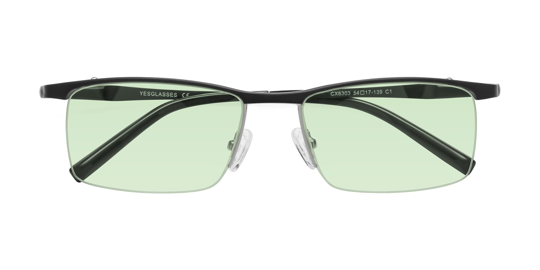 Folded Front of CX6303 in Black with Light Green Tinted Lenses