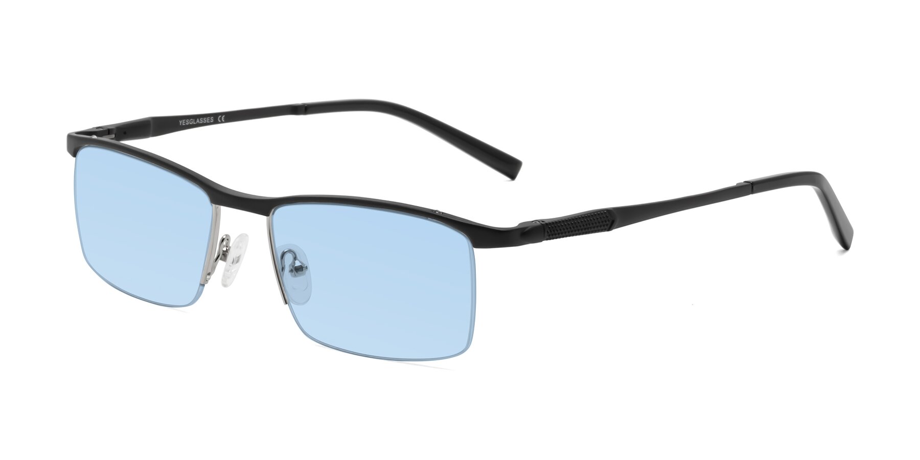 Angle of CX6303 in Black with Light Blue Tinted Lenses