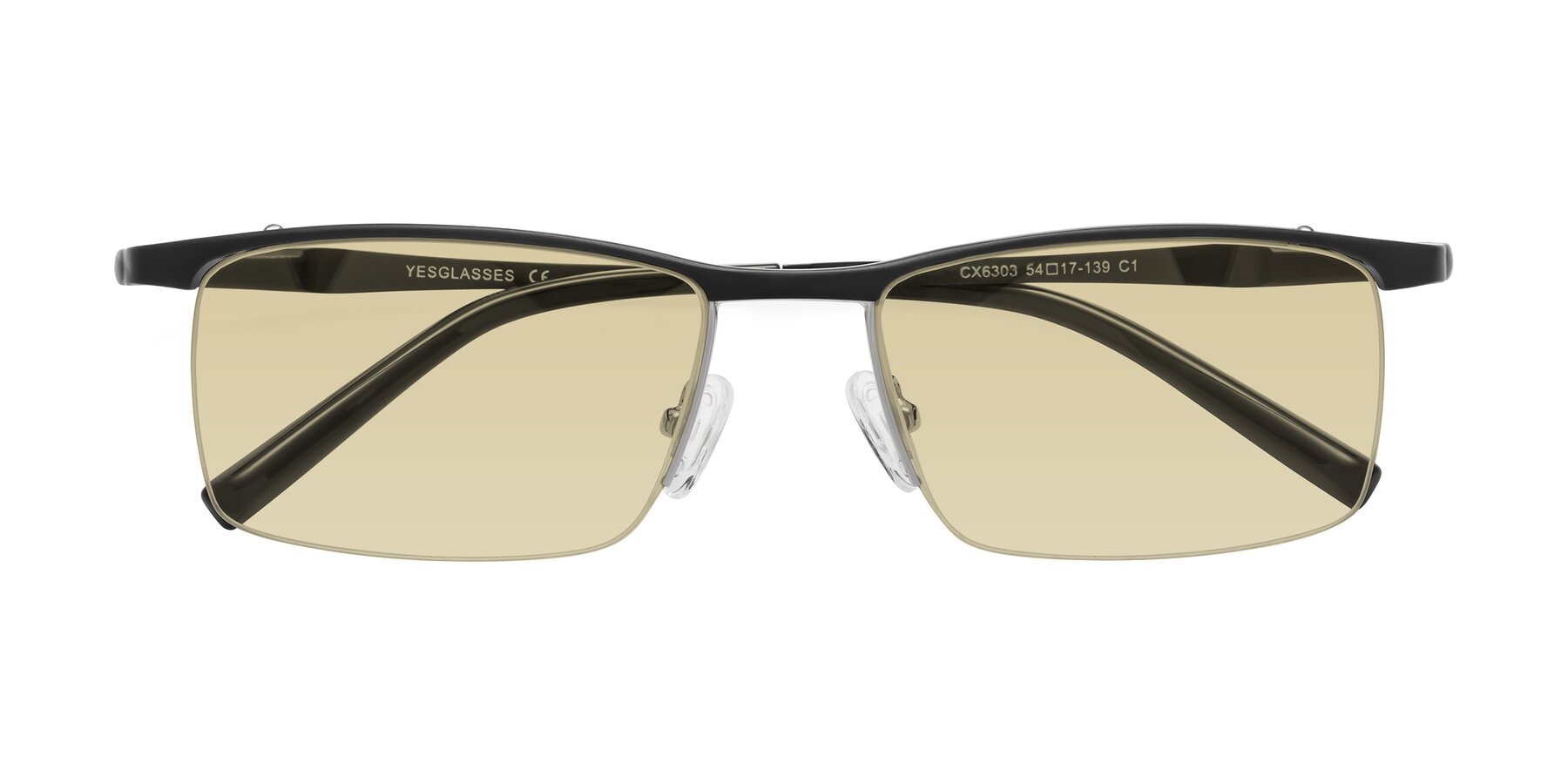 Folded Front of CX6303 in Black with Light Champagne Tinted Lenses