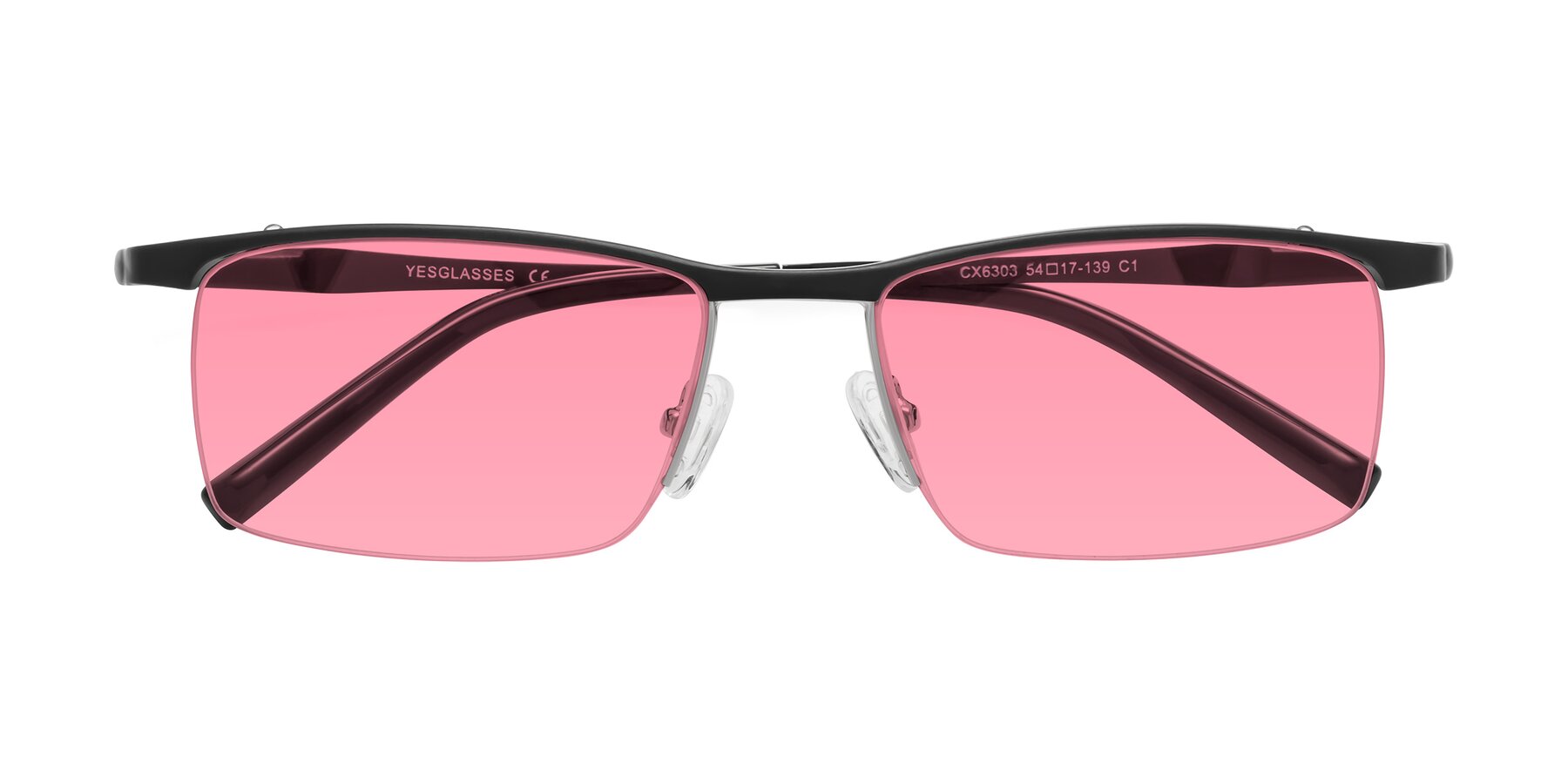 Folded Front of CX6303 in Black with Pink Tinted Lenses