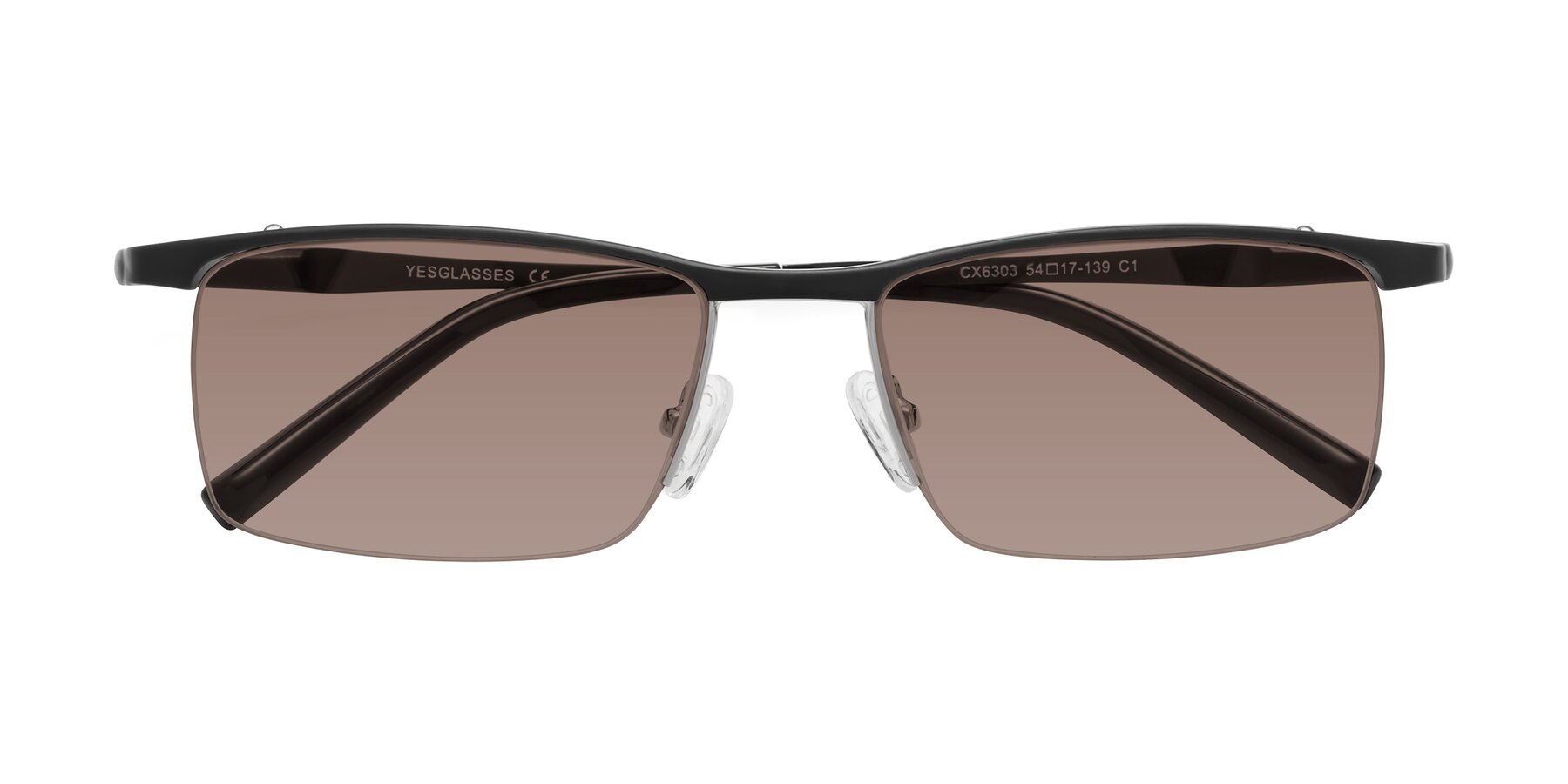 Folded Front of CX6303 in Black with Medium Brown Tinted Lenses
