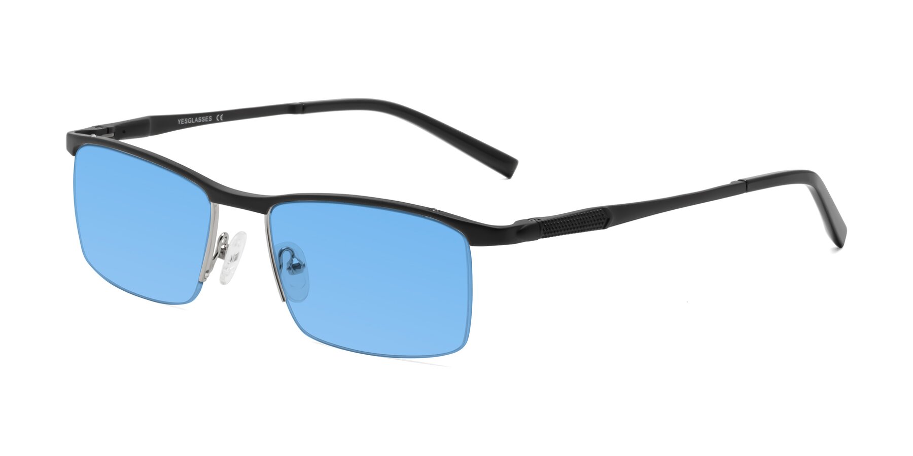 Angle of CX6303 in Black with Medium Blue Tinted Lenses