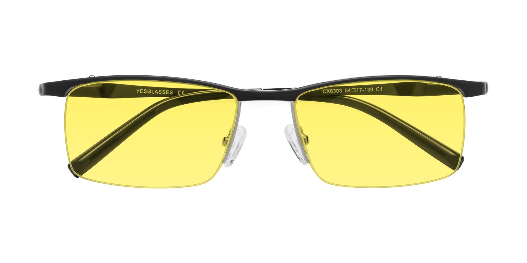 Folded Front of CX6303 in Black with Medium Yellow Tinted Lenses