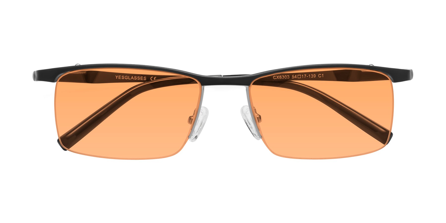 Folded Front of CX6303 in Black with Medium Orange Tinted Lenses