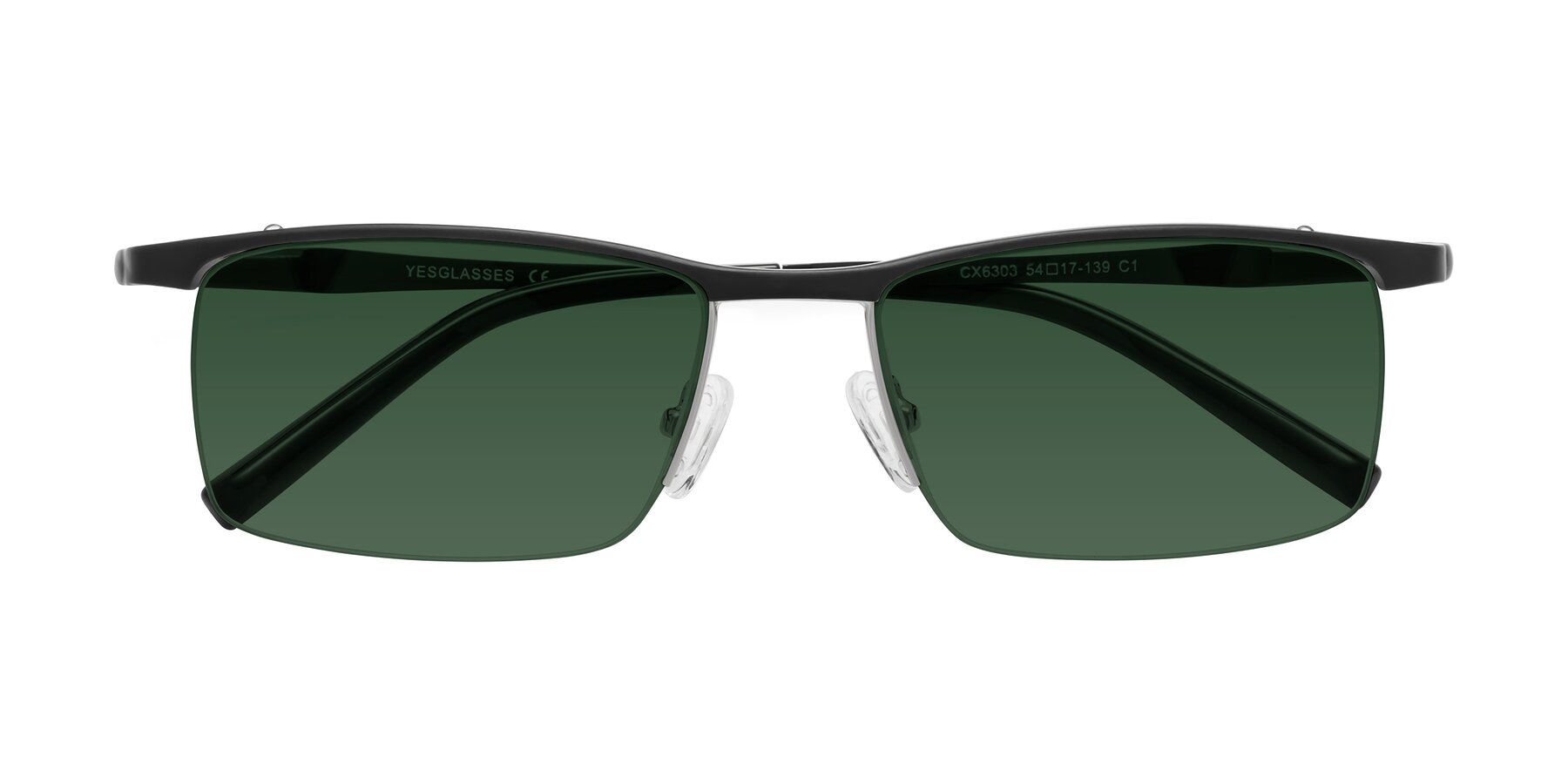 Folded Front of CX6303 in Black with Green Tinted Lenses
