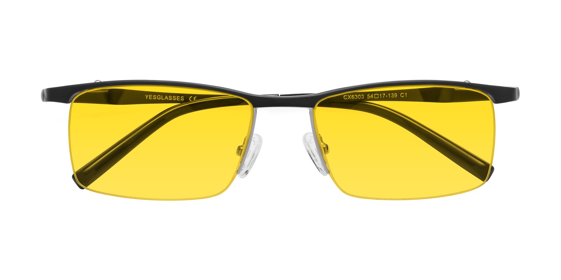 Folded Front of CX6303 in Black with Yellow Tinted Lenses