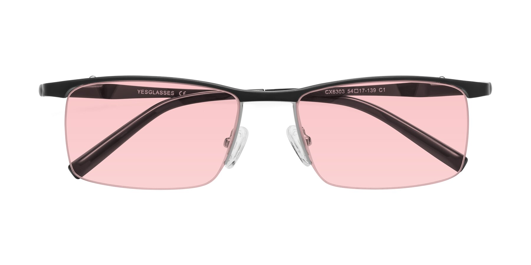 Folded Front of CX6303 in Black with Light Garnet Tinted Lenses