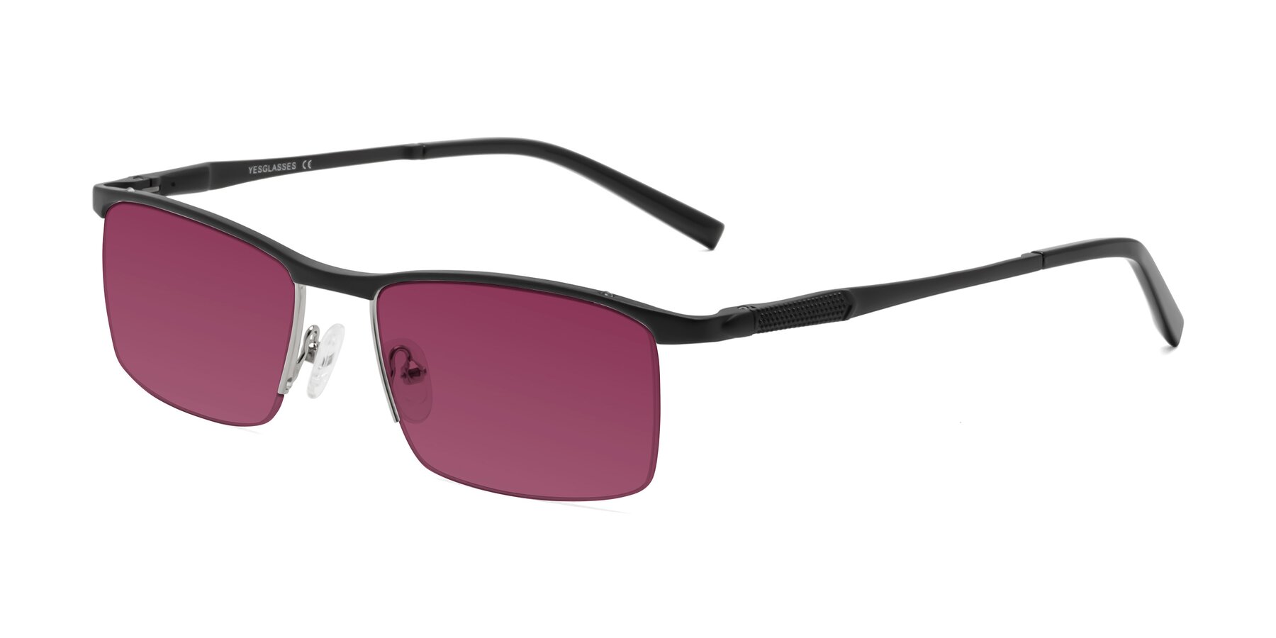Angle of CX6303 in Black with Wine Tinted Lenses