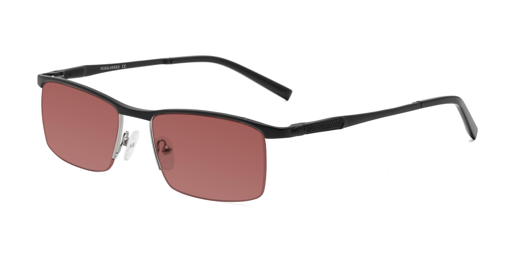 Angle of CX6303 in Black with Garnet Tinted Lenses