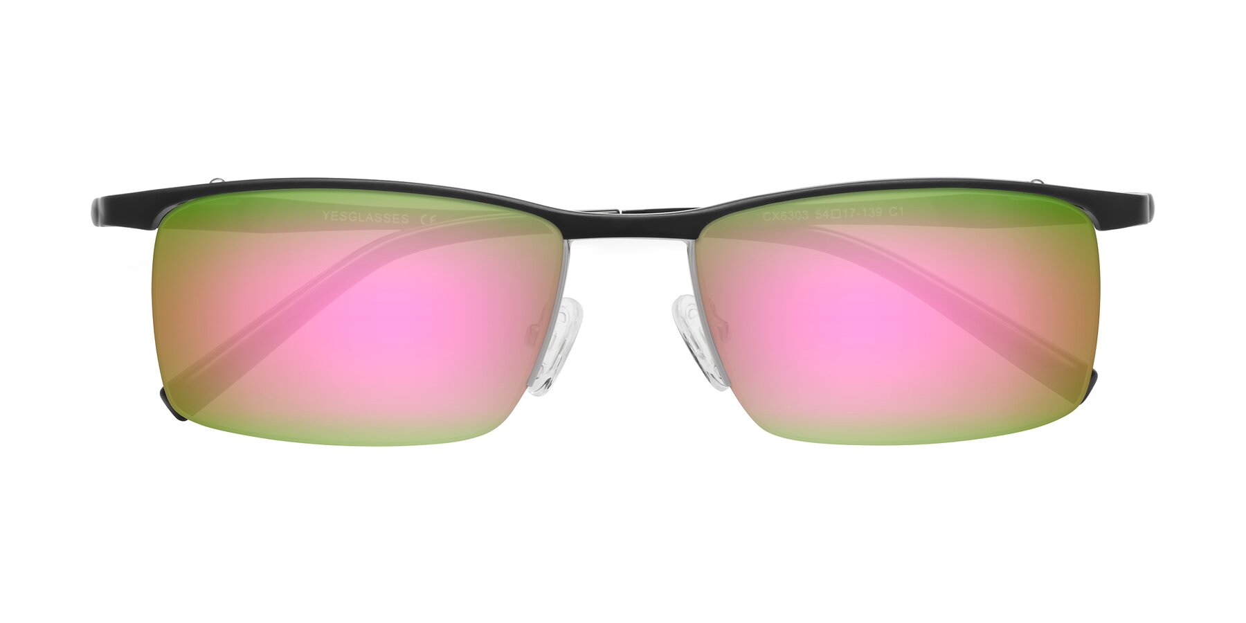 Folded Front of CX6303 in Black with Pink Mirrored Lenses