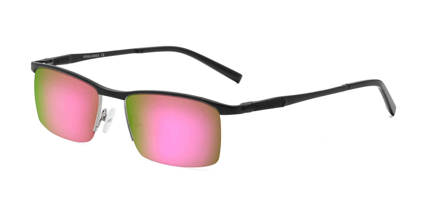 Angle of CX6303 in Black with Pink Mirrored Lenses
