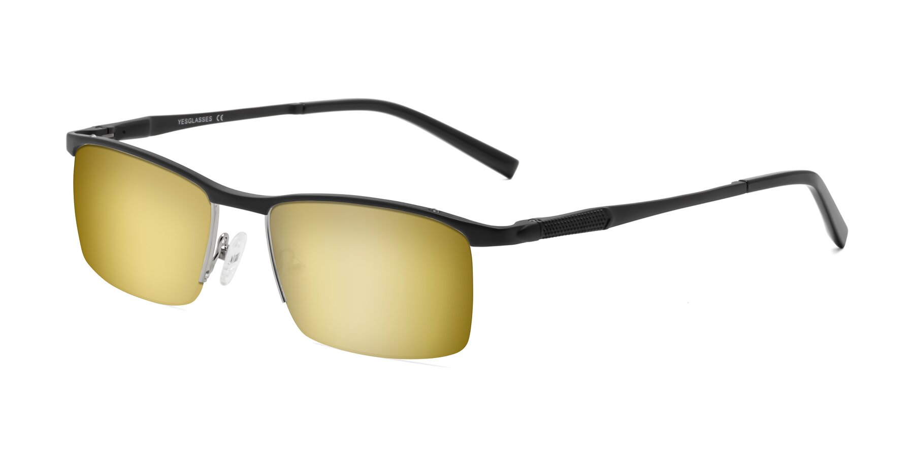 Angle of CX6303 in Black with Gold Mirrored Lenses