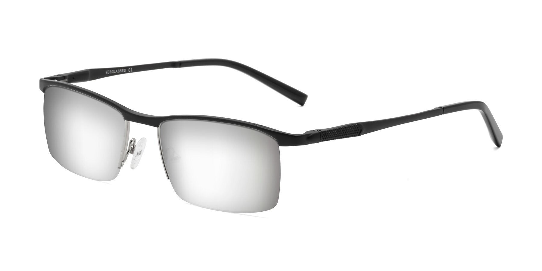 Angle of CX6303 in Black with Silver Mirrored Lenses