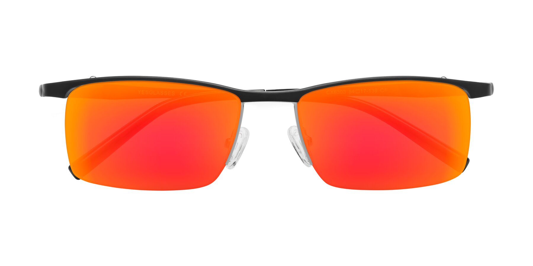 Folded Front of CX6303 in Black with Red Gold Mirrored Lenses