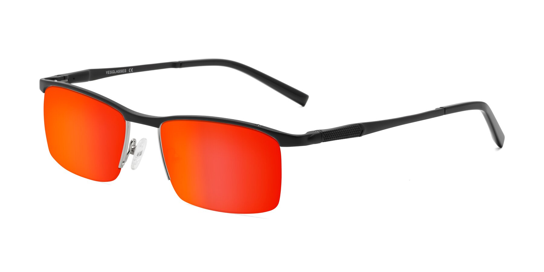 Angle of CX6303 in Black with Red Gold Mirrored Lenses