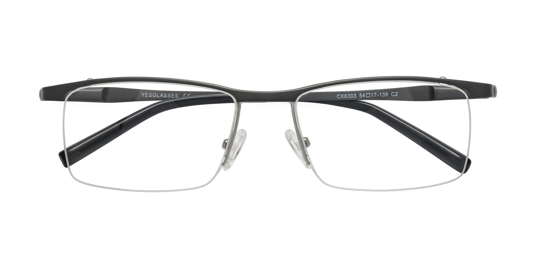 Folded Front of CX6303 in Gunmetal with Clear Reading Eyeglass Lenses
