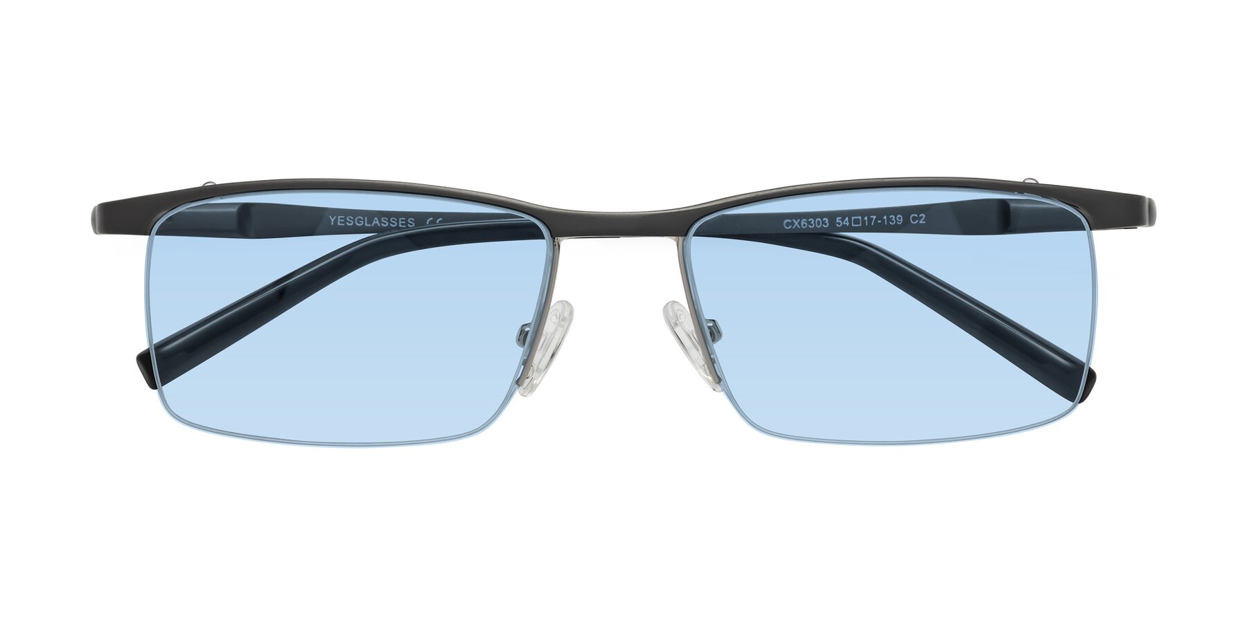 Folded Front of CX6303 in Gunmetal with Light Blue Tinted Lenses