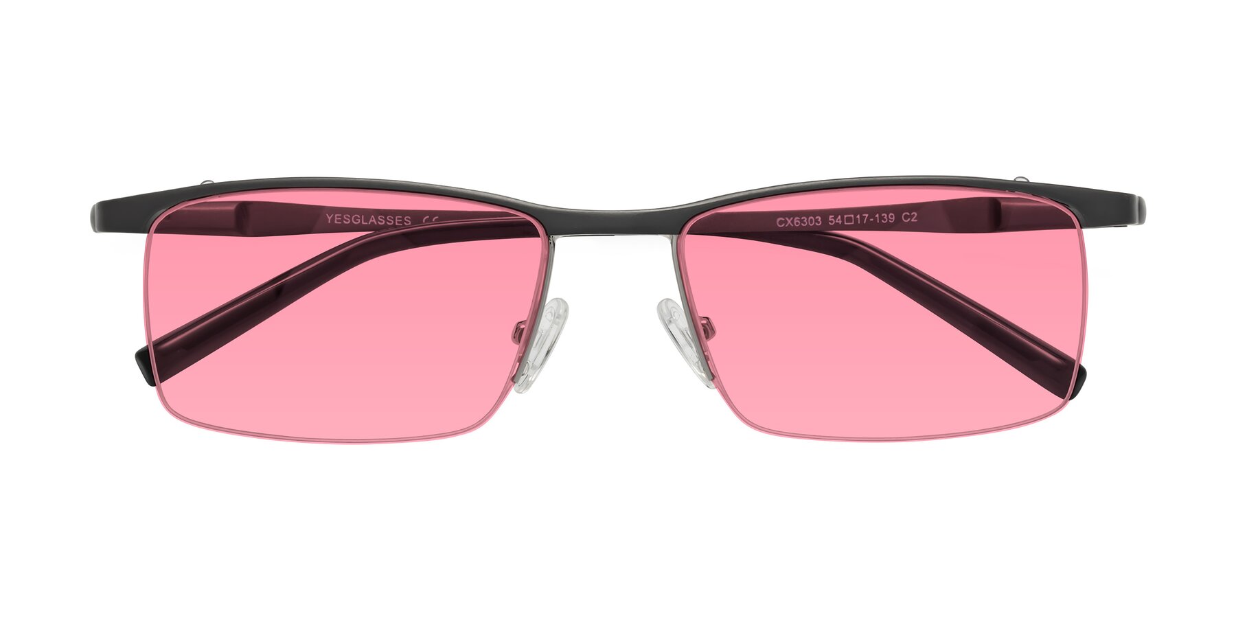Folded Front of CX6303 in Gunmetal with Pink Tinted Lenses