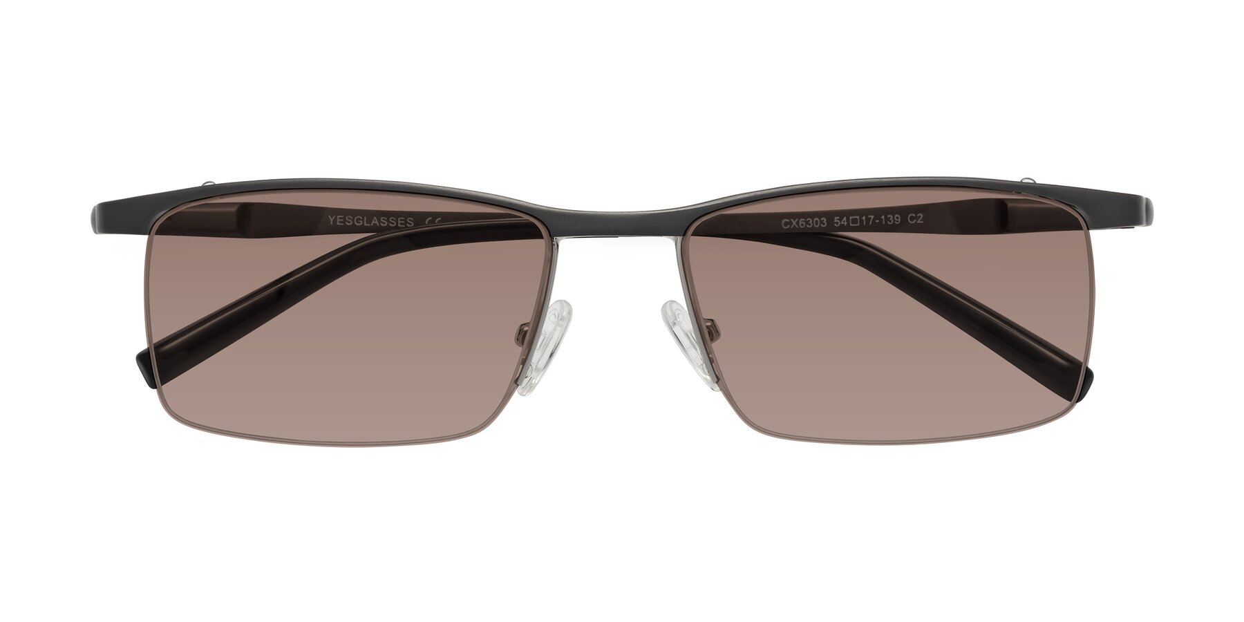 Folded Front of CX6303 in Gunmetal with Medium Brown Tinted Lenses
